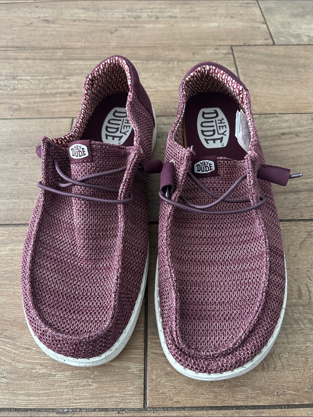 Hey Dude Wendy Stretch Sox Women’s 9 Dusty Rose Burgundy Slip On Shoes